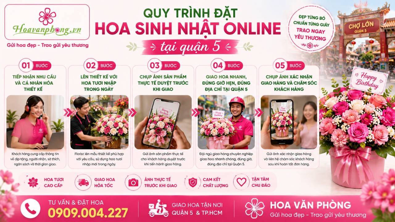 Quy trình đặt hoa sinh nhật 5 bước nhanh nhất