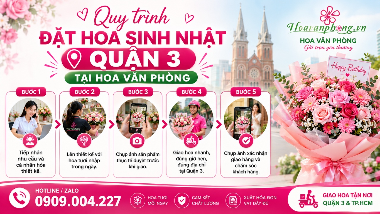 Quy trình đặt hoa tại shop Hoa Văn Phòng 