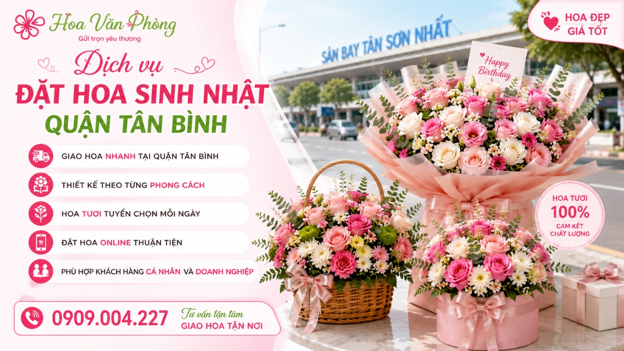 Dịch vụ đặt hoa sinh nhật quận Tân Bình chuyên nghiệp tại Hoa Văn Phòng