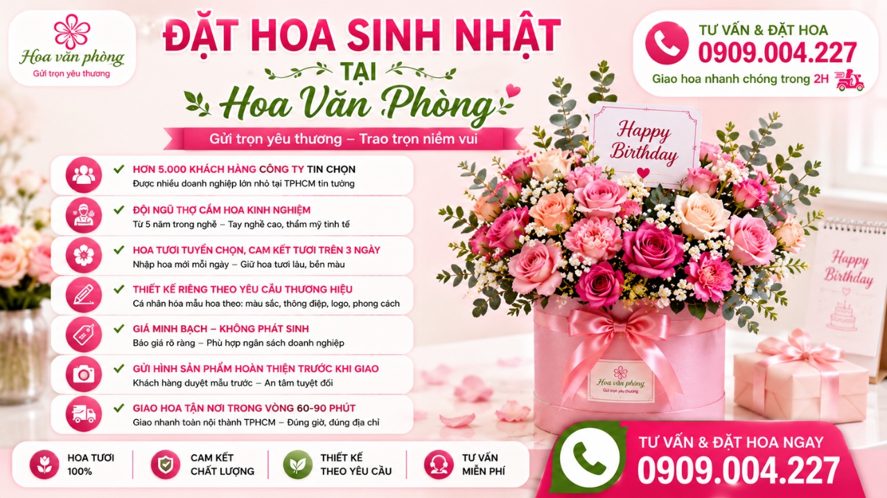Đặt hoa sinh nhật tại Hoa Văn Phòng