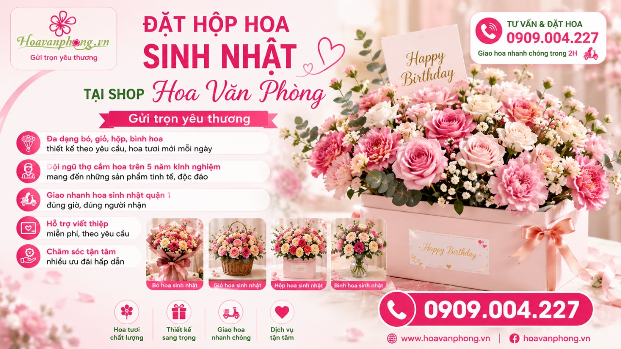 Mua hộp hoa sinh nhật tại Hoa Văn Phòng