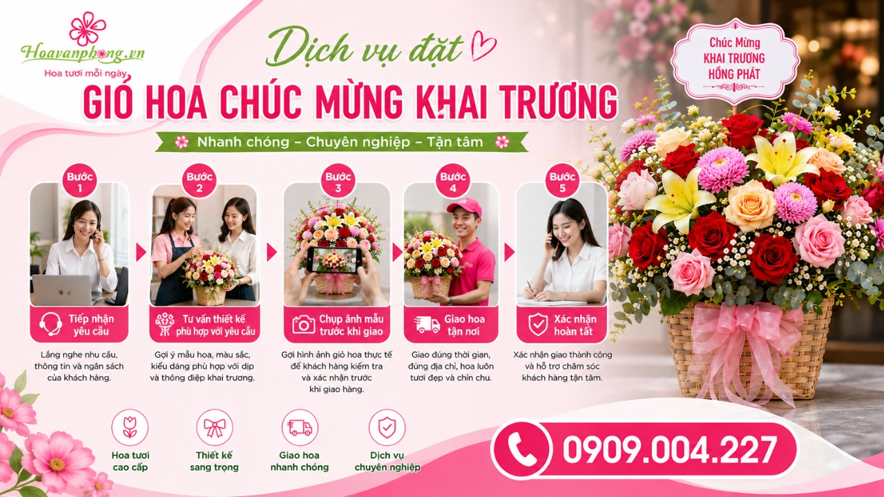 dịch vụ đặt giỏ hoa khai trương