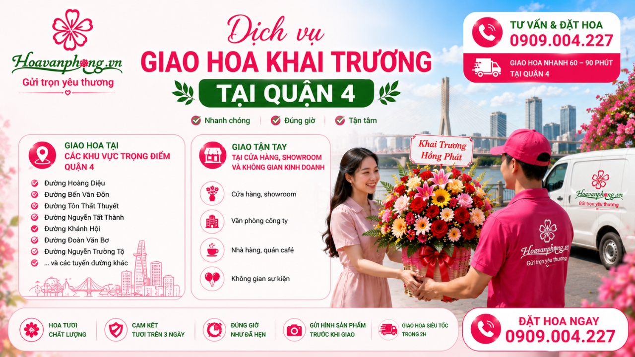 Hoa chúc mừng khai trương quận 4