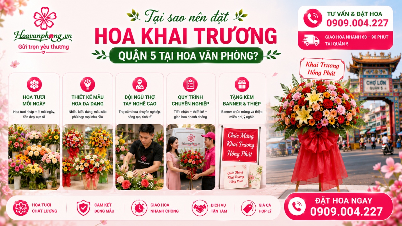 Dịch vụ giao hoa khai trương tại Hoa Văn Phòng