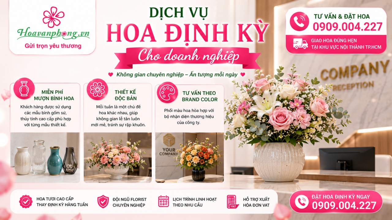 Dịch vụ cắm hoa lễ tân định kỳ dành cho doanh nghiệp