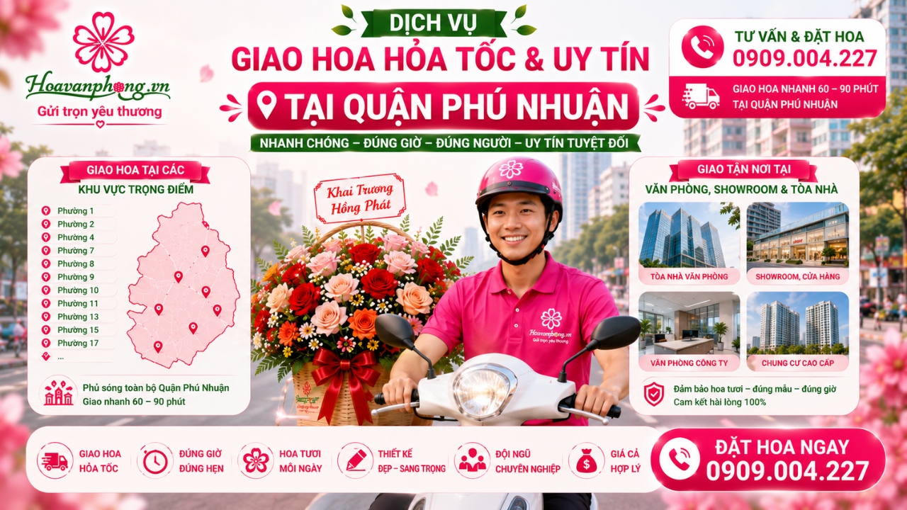 Dịch vụ giao hoa quận Phú Nhuận
