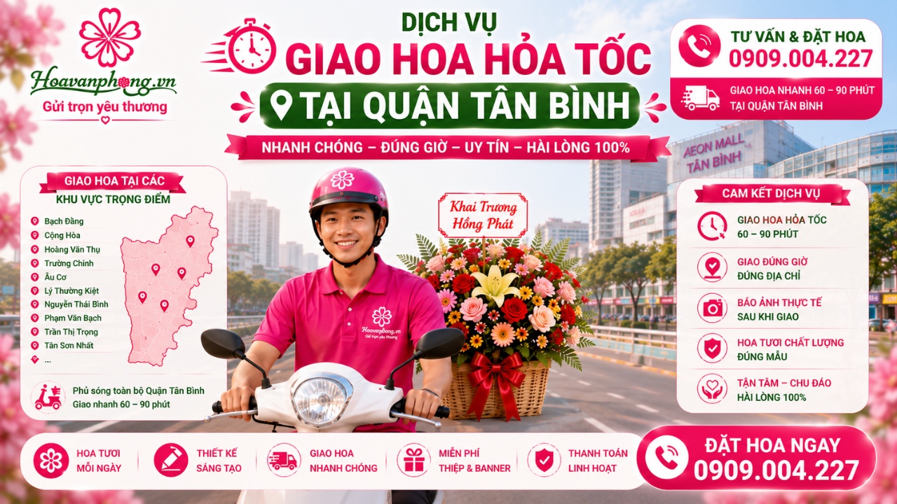 Dịch vụ giao hoa chúc mừng khai trương tại quận Tân Bình