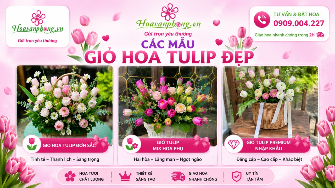 Các mẫu giỏ hoa Tulip đẹp