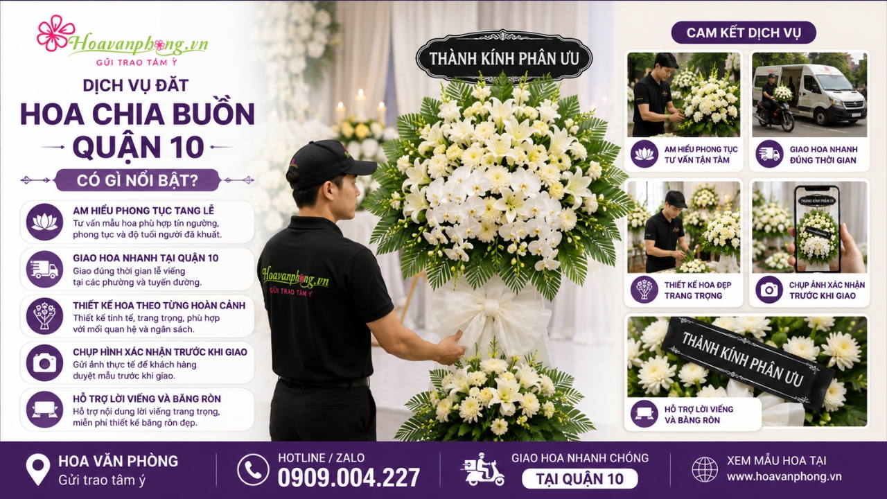 Dịch vụ hoa chia buồn tại quận 10 chuyên nghiệp