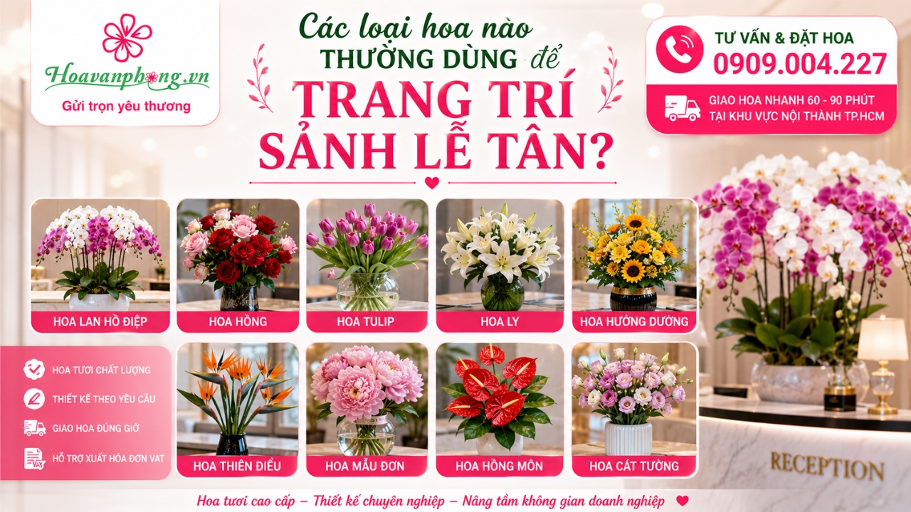 Các loại hoa dùng trong trang trí sảnh