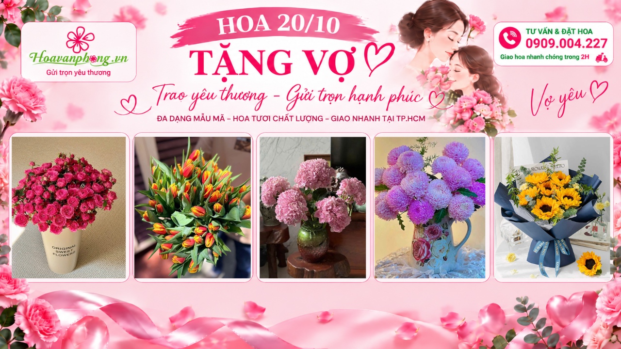 Các loại hoa thường được chọn để tặng vợ ngày 20/10