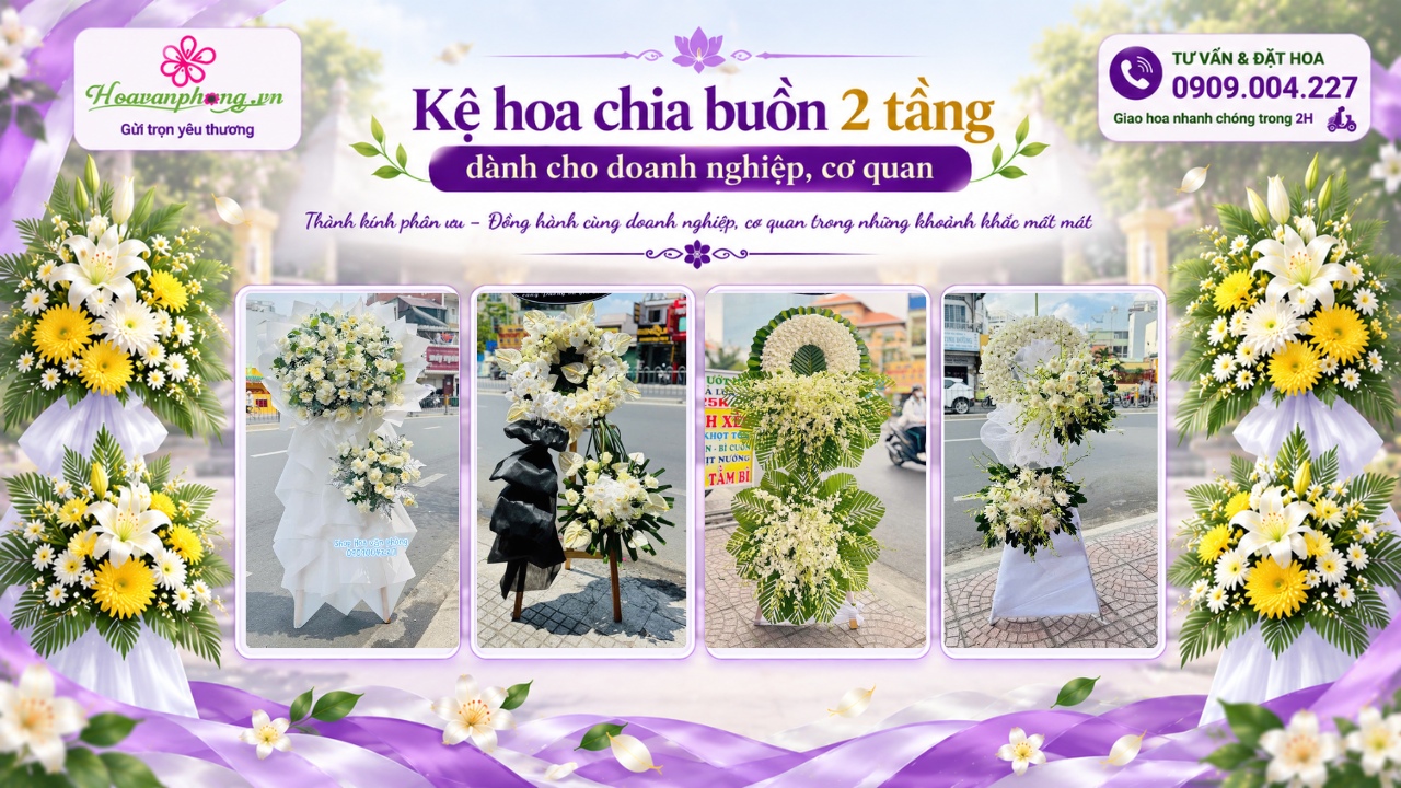 Kệ hoa tang lễ 2 tầng dành cho công ty viếng Bệnh viện Thống Nhất