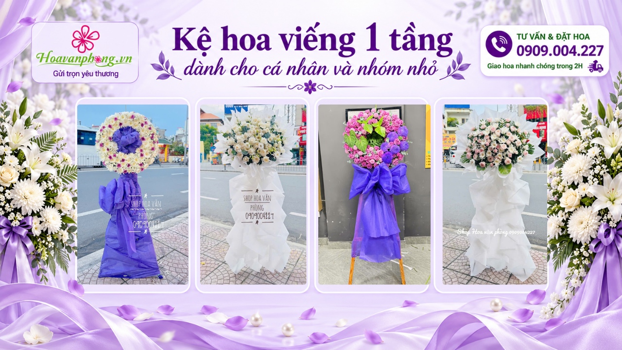 Kệ hoa chia buồn 1 tầng giao nhà tang lễ Bệnh viện Thống Nhất Tân Bình