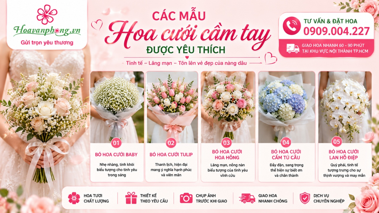 Các mẫu bó hoa cưới được yêu thích