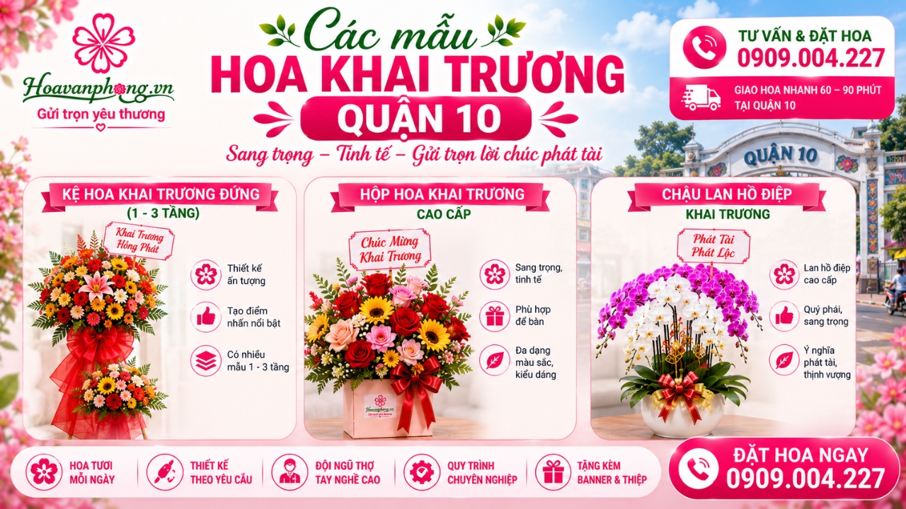 Các mẫu hoa khai trương quận 10