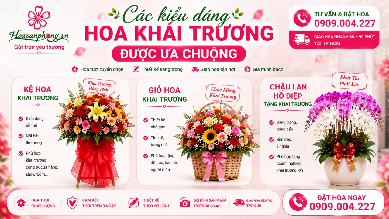 Các mẫu hoa chúc mừng khai trương quận 4