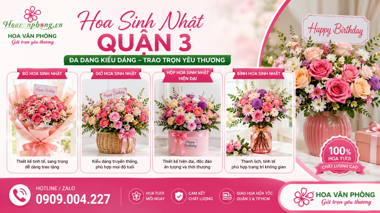 Mẫu thiết kế hoa sinh nhật của shop Hoa Văn Phòng