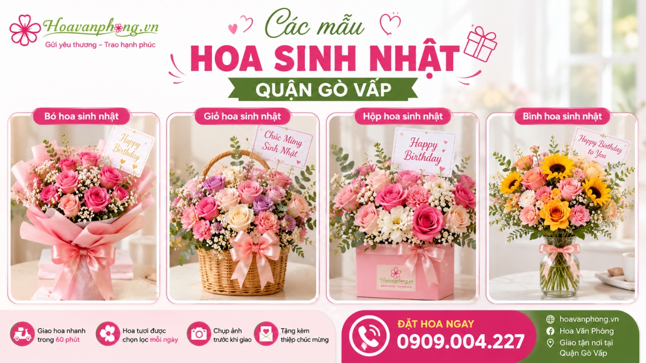 Các mẫu hoa sinh nhật được thiết kế theo nhiều phong cách tại Gò Vấp