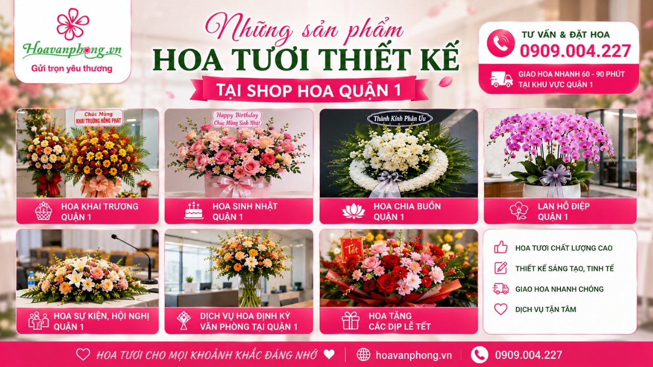 Mẫu hoa tại shop hoa tươi quận 1