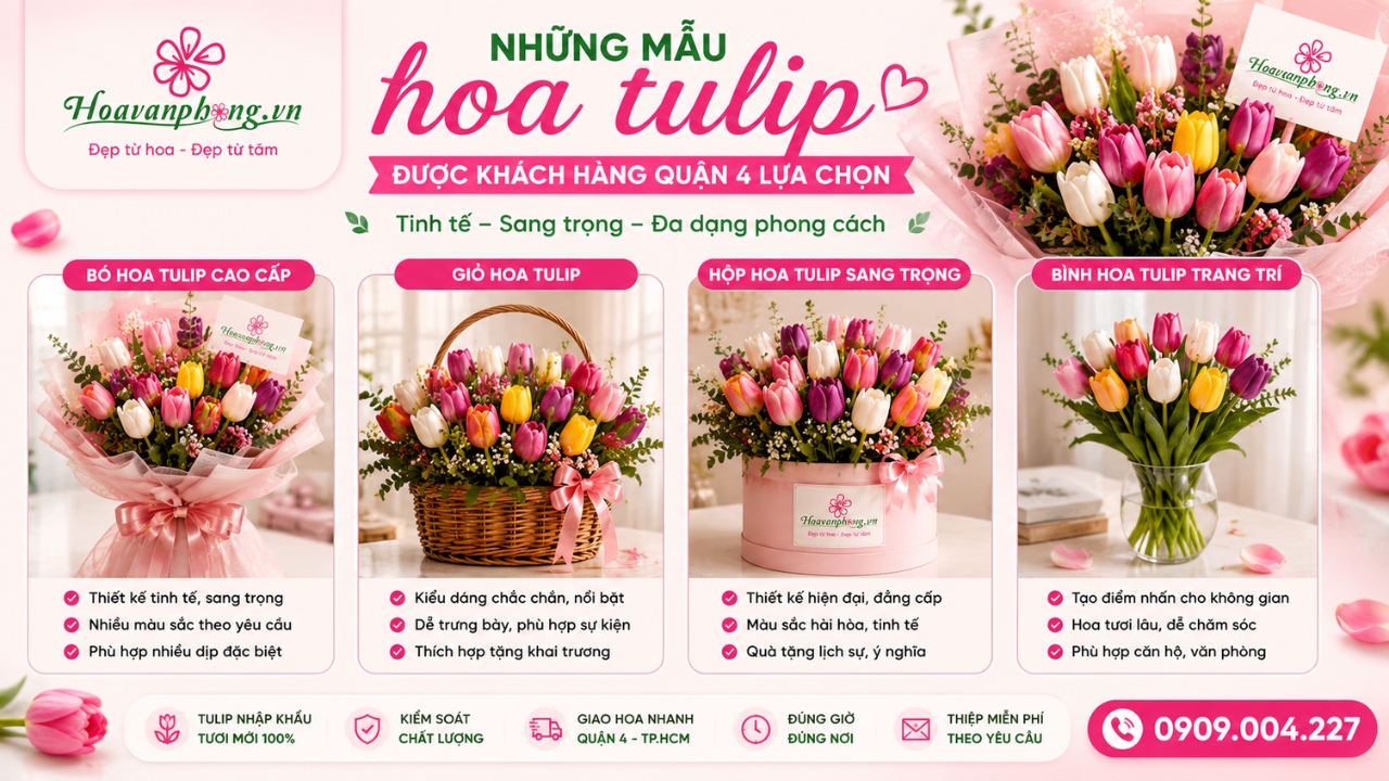 Các mẫu hoa tulip Quận 4 được yêu thích