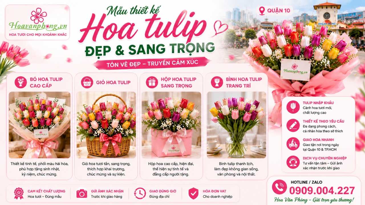 Các mẫu hoa tulip Quận 10 được yêu thích