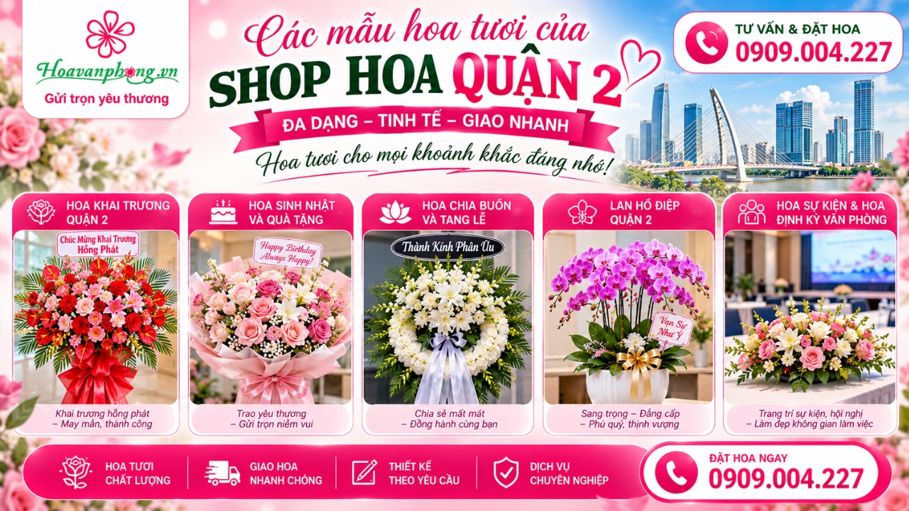 Các mẫu hoa tươi tại shop hoa tươi quận 2
