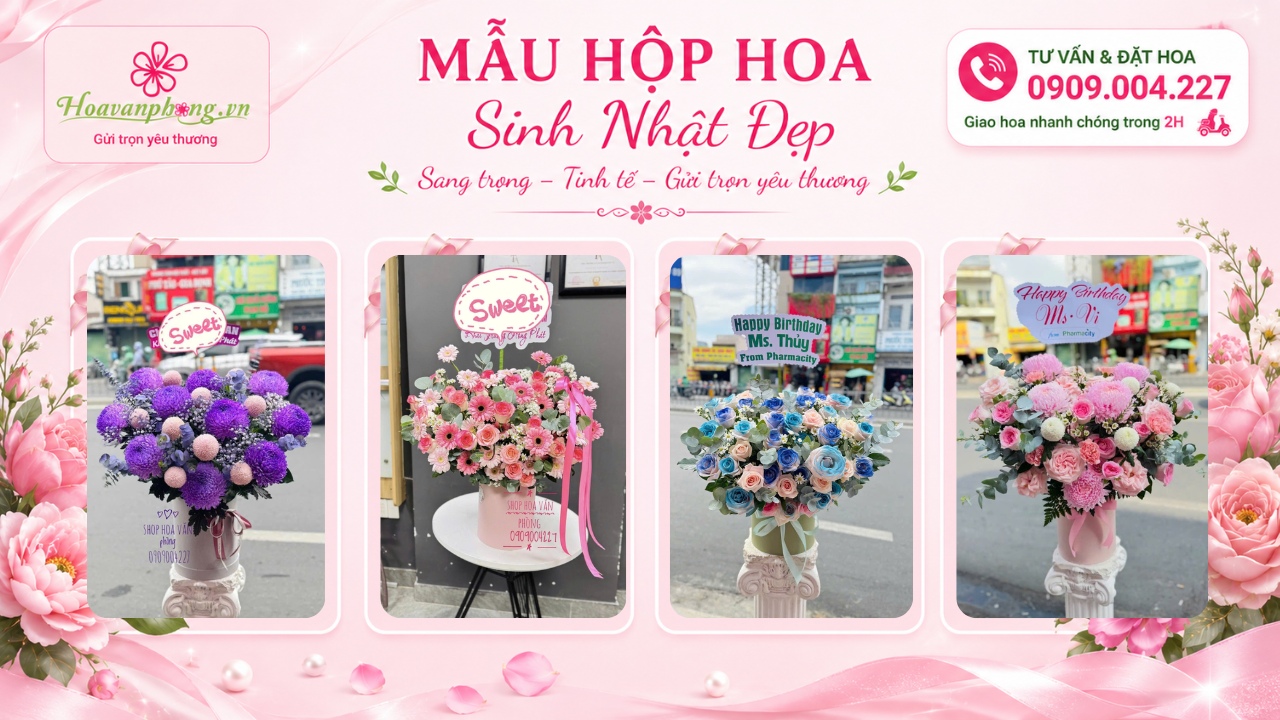 Thiết kế hộp hoa sinh nhật đẹp