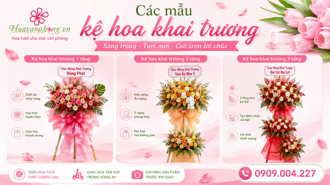 Kệ hoa khai trương đa dạng thiết kế