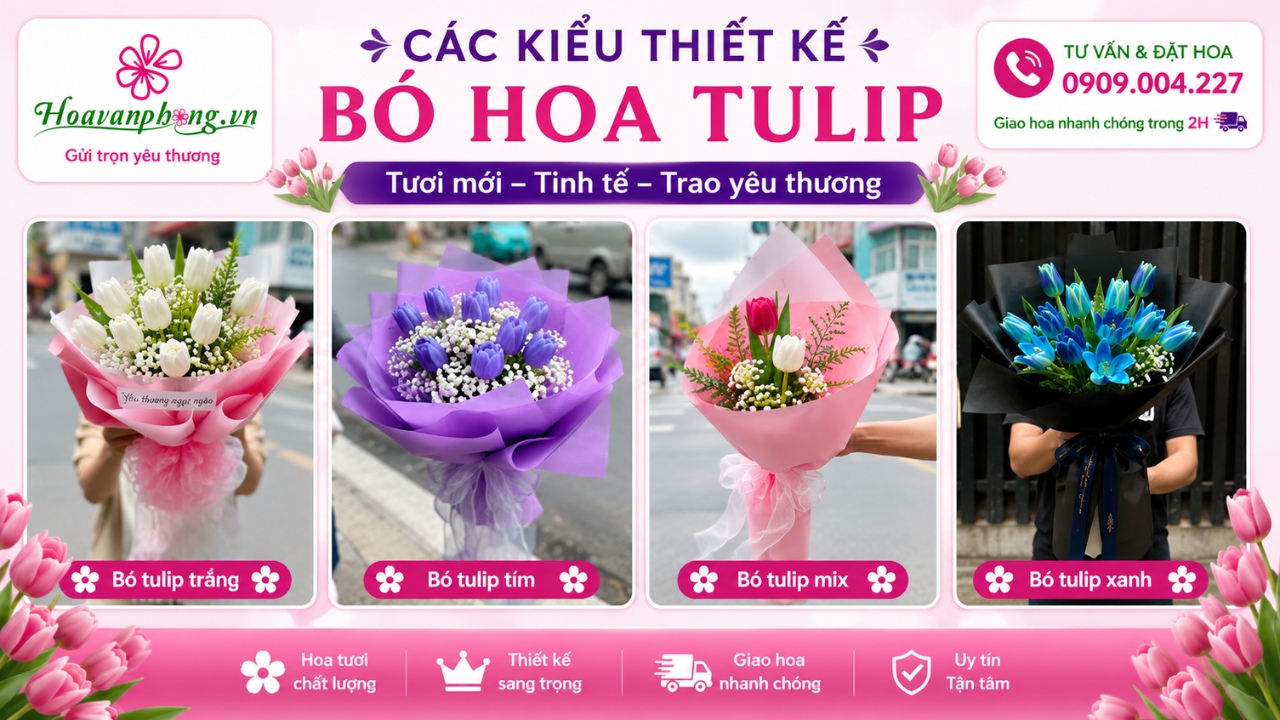 Các mẫu thiết kế bó hoa tulip tươi