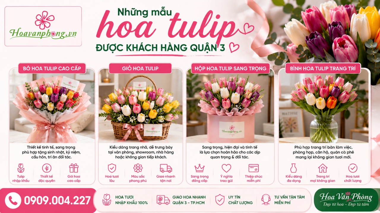 Các mẫu hoa tulip Quận 3 được yêu thích