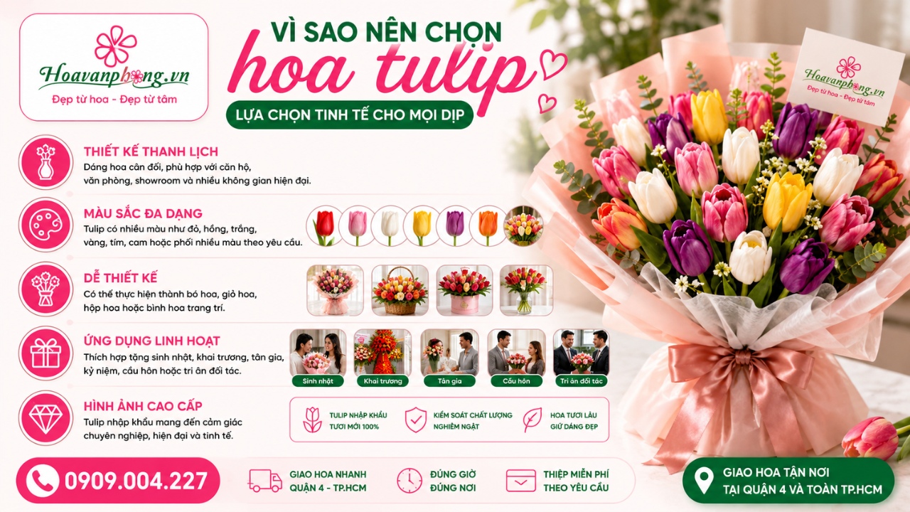 Hoa tulip Quận 4 làm quà tặng sang trọng