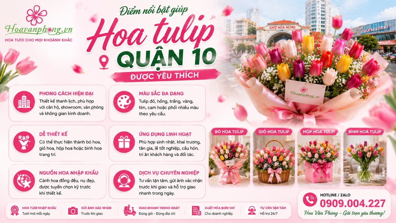 Hoa tulip Quận 10 làm quà tặng sang trọng