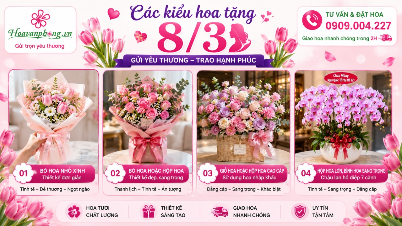 Các thiết kế hoa tặng ngày Quốc tế Phụ nữ 8/3