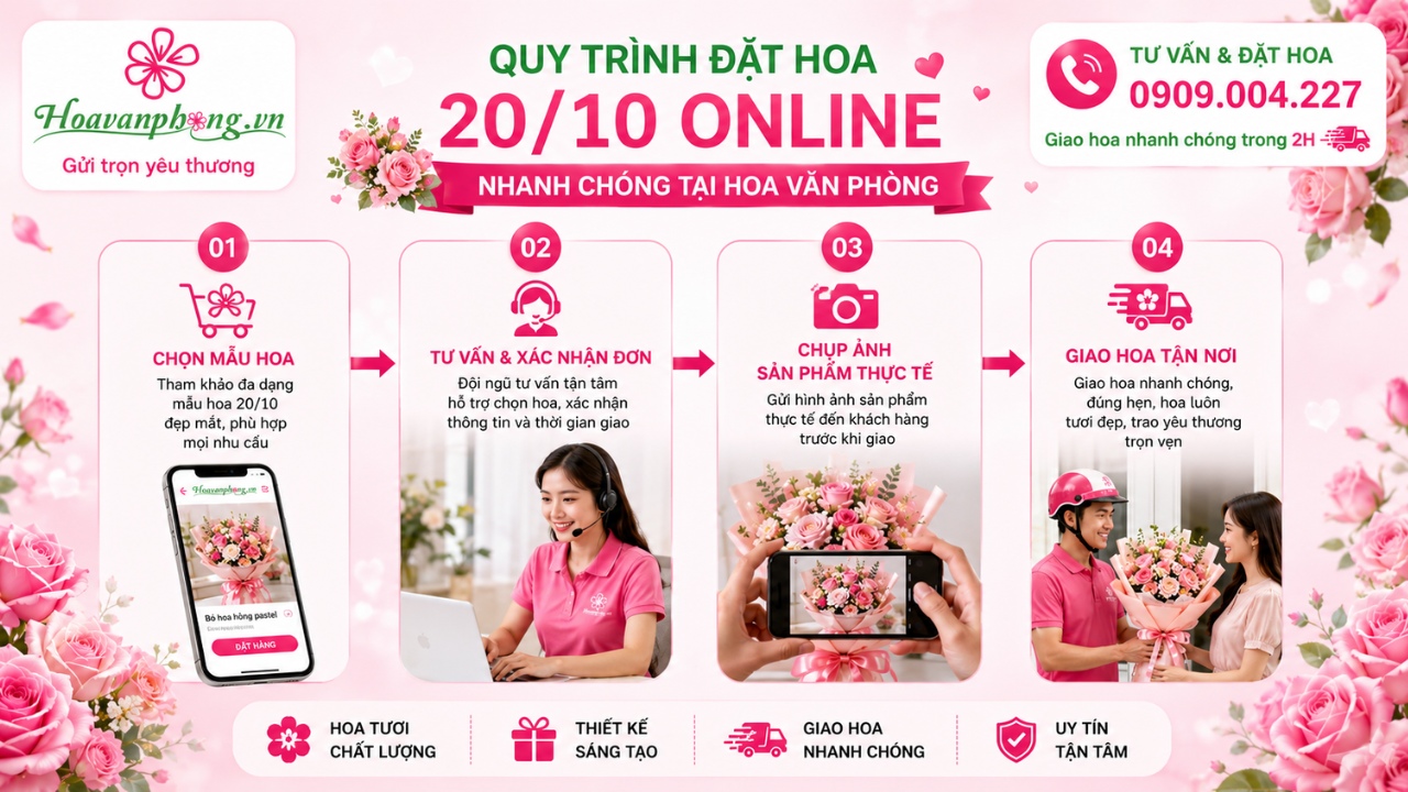 Quy trình đặt hoa online tặng 20/10