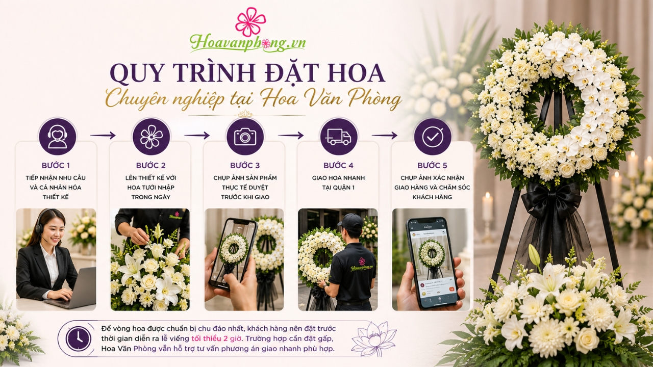 Quy trình đặt hoa tang lễ chuyên nghiệp, nhanh chóng tại Hoa Văn Phòng