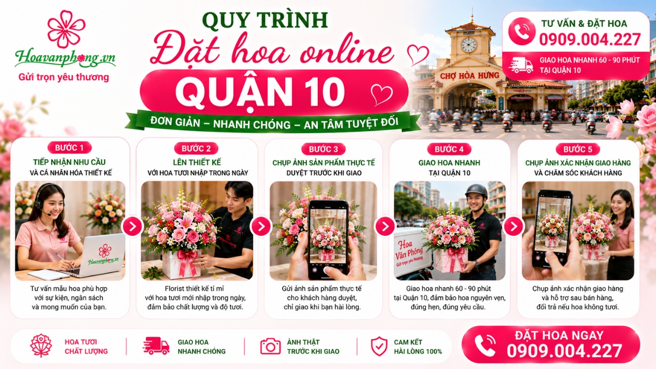 Quy trình đặt hoa online quận 10