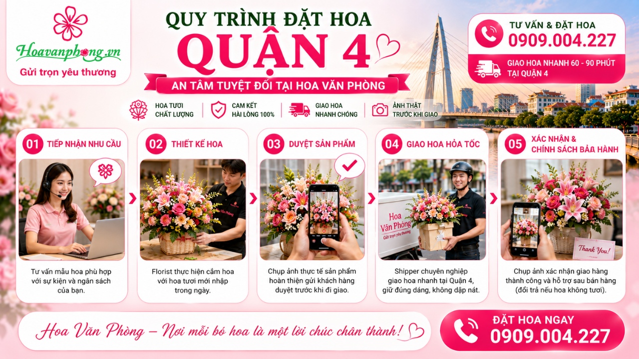 Quy trình đặt hoa online tại shop hoa quận 4