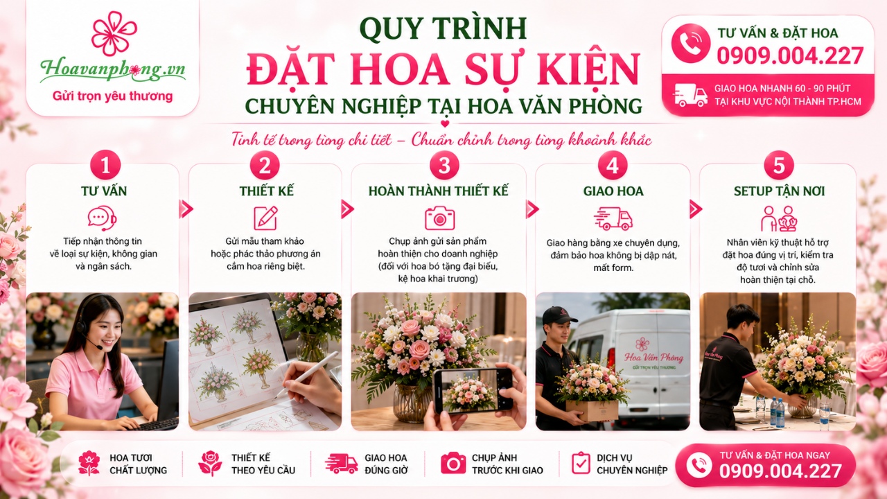 Quy trình đặt hoa sự kiện tại Hoa Văn Phòng