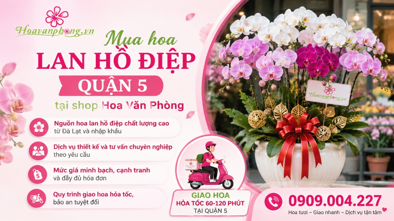 Shop hoa lan hồ điệp quận 5 Hoa Văn Phòng
