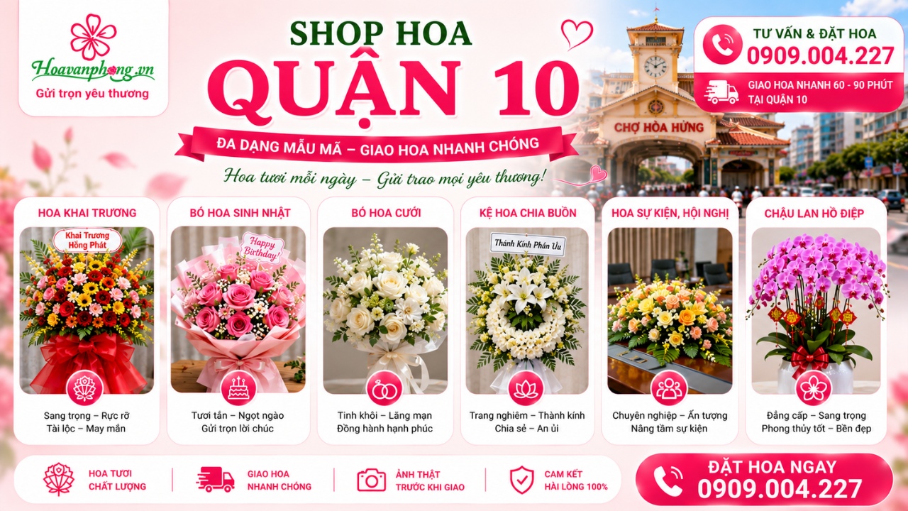 Các mẫu thiết kế hoa tươi tại shop Hoa Văn Phòng