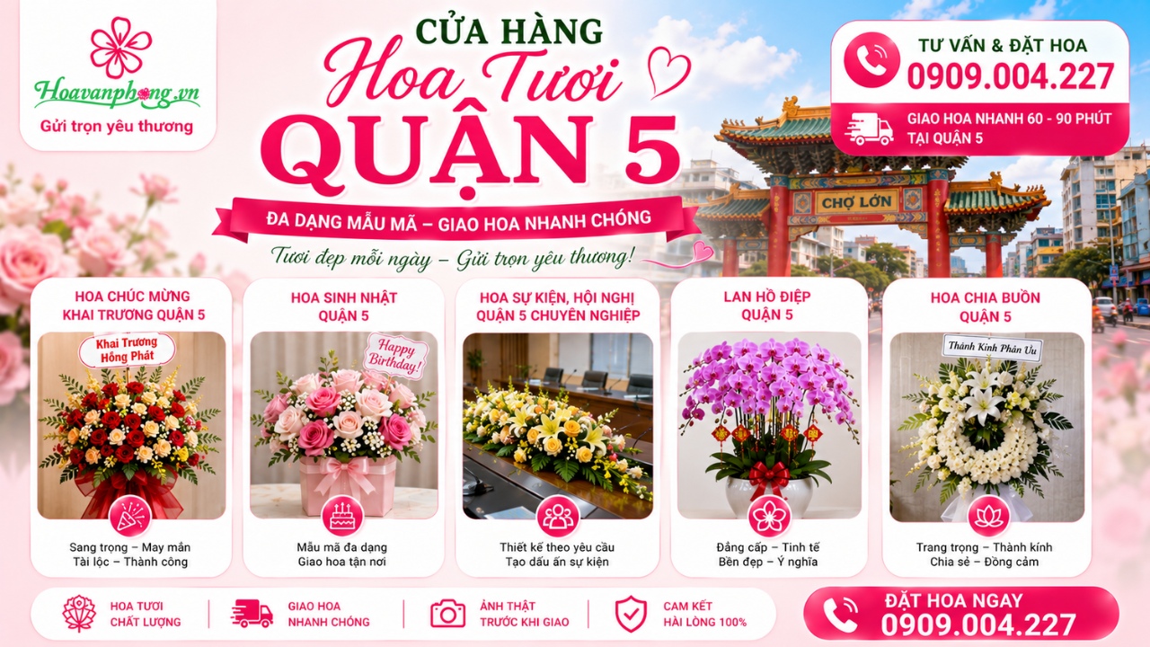 Các mẫu thiết kế hoa tươi tại quận 5