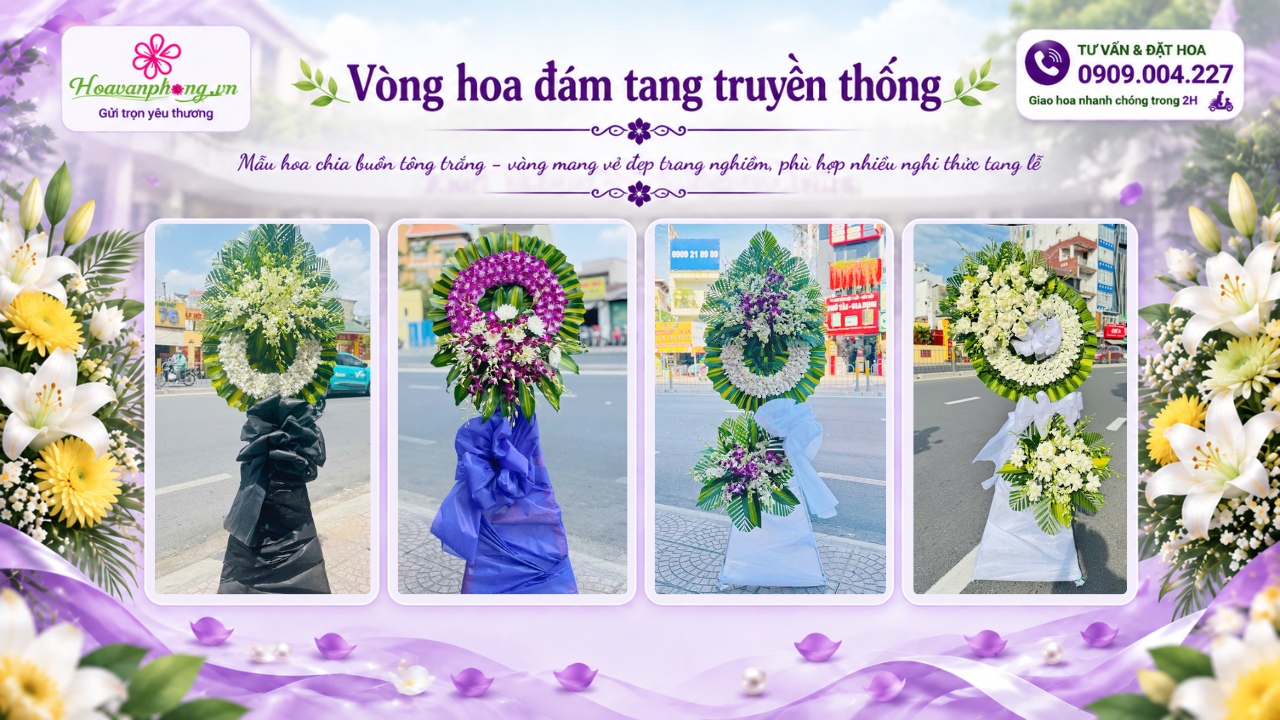 Vòng hoa đám tang truyền thống giao Nhà tang lễ Bệnh viện Thống Nhất